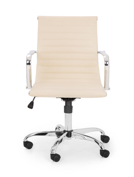 Zyra Ivory Faux Leather Office Chair – Chrome Base - Luminex FurnitureOffice ChairGIO202